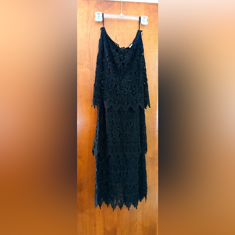 Nicole Bakti Black Vintage styled Lace Midi zipped dance skirt